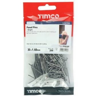 Timco Bright Panel Pins 30 x 1.6mm – Lightweight Fixings for Precision Woodwork