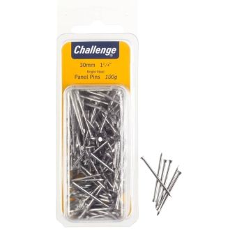 Challenge Bright Steel 30mm Panel Pins – 100g