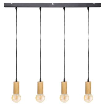 Pendant Lamp with 4 lamps - Natural wood finish