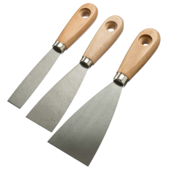 Petersons Praxis 3 Piece Scraper Set - 25mm 40mm 60mm I Wooden Handle