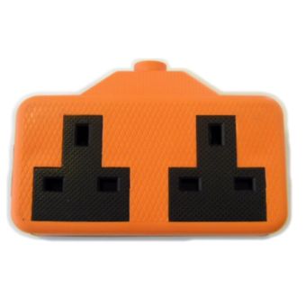 Plymouth 2 Gang 13 Amp Rubber Socket Block - Orange