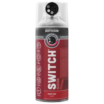 Rust-Oleum Switch Poppy Red Gloss Multi-Surface Spray Paint 400ml – 5-in-1 Adjustable Nozzle