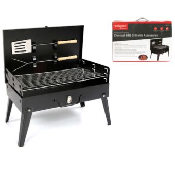 Redwood Portable Folding Charcoal BBQ Grill with Accessories