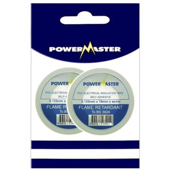 Powermaster Pvc Insulating Tape White 10m 19mm - Pack 2