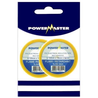 Powermaster Pvc Insulating Tape Yellow 10m 19mm - Pack 2