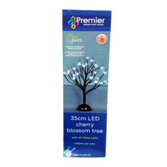 Premier 35cm Battery Operated LED Cherry Blossom Tree - White