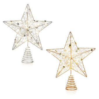 Premier 30cm Warm White LED Wire Wrap Tree Topper – Light-Up Star for a Perfect Festive Finish