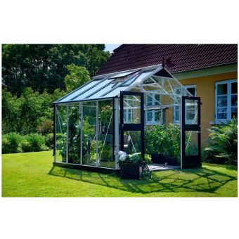 Juliana Premium Greenhouse Aluminium / Black 9' x 9' Toughened Glass (Base Included)