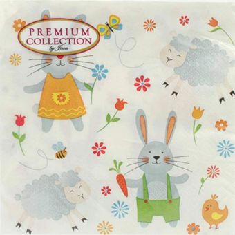 Premium 3-Ply Napkins – Cute Bunnies Design I 20-Pack I 33x33cm