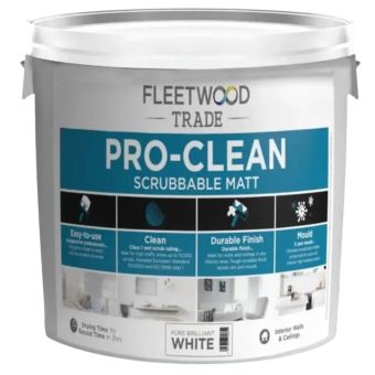 Fleetwood Pro-Clean Scruff Defence Scrubbable Matt Paint 5L – Brilliant White Interior Emulsion
