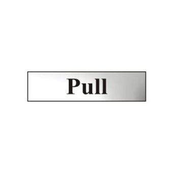 Polished Chrome Effect Horizontal PULL Sign - 200mmx50mm