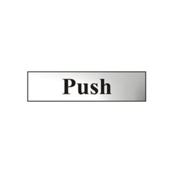 Polished Chrome Effect Horizontal PUSH Sign - 200mmx50mm