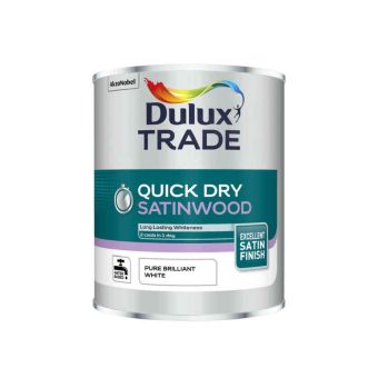 Dulux Trade Quick Dry Satinwood Paint (PBW) - Pure Brilliant White - 1L