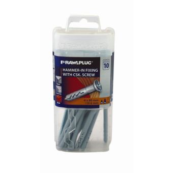 Rawlplug Hammer In Fixing & Screw 6 x 80mm - 10 Pack