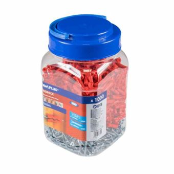 Rawlplug Uno Multi Purpose Red Plug 500 Plugs + 500 Screws
