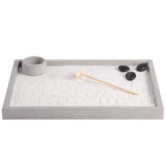 Rectangular Mini Zen Garden Set with Sand I Stones and Rake for Mindfulness and Desk Décor