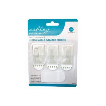 Ashley 3pc Transparent Removable Square Hooks