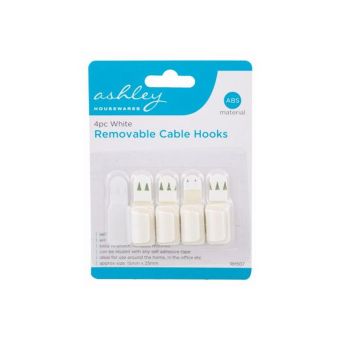 Ashley 4pc White Removable Cable Hooks