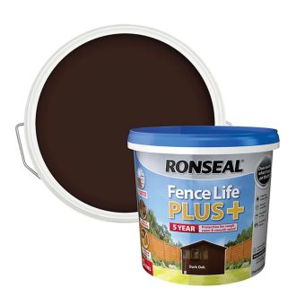 Ronseal Fence Life Plus Dark Oak Matt Exterior Wood paint 5L