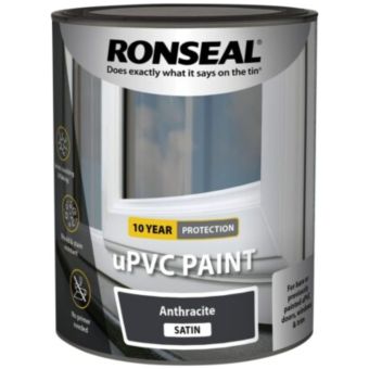 Ronseal uPVC Paint Anthracite Satin 750ml for Windows and Doors – Durable No Primer Exterior Paint