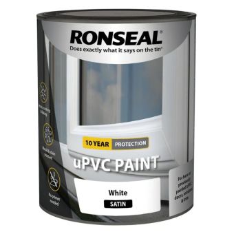 Ronseal uPVC Paint White Satin 750ml for Windows and Doors – Durable No Primer Exterior Paint