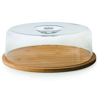 Casa & Casa Round Bamboo Food Cover with Clear Lid 23cm