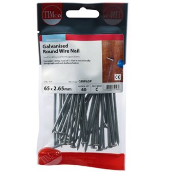 Round Wire Nails Galvanised 65 x 2.65mm | Medium Duty Fixings