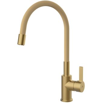 Rubineta FLEXY-33 Gold Kitchen Mixer Tap with Flexible Spout Neoperl Aerator PVD Coating and CITEC Cartridge