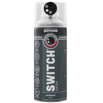 Rust-Oleum Switch Anthracite Satin Multi-Surface Spray Paint 400ml – 5-in-1 Adjustable Nozzle