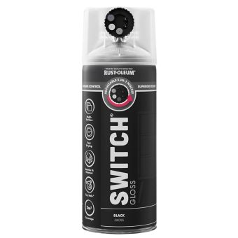 Rust-Oleum Switch Black Gloss Multi-Surface Spray Paint 400ml – 5-in-1 Adjustable Nozzle