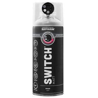 Rust-Oleum Switch Black Matt Multi-Surface Spray Paint 400ml – 5-in-1 Adjustable Nozzle