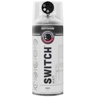 Rust-Oleum Switch White Matt Multi-Surface Spray Paint 400ml – 5-in-1 Adjustable Nozzle