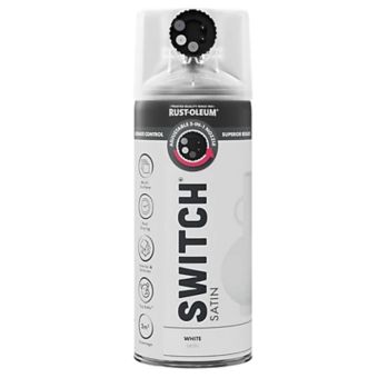 Rust-Oleum Switch White Satin Multi-Surface Spray Paint 400ml – 5-in-1 Adjustable Nozzle