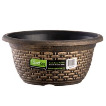 Gardag Rustic Bowl Planter 30cm I Black & Bronze Outdoor Plant Pot