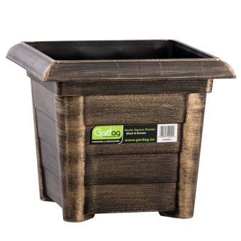 Gardag Rustic Square Planter 32cm - Black & Bronze