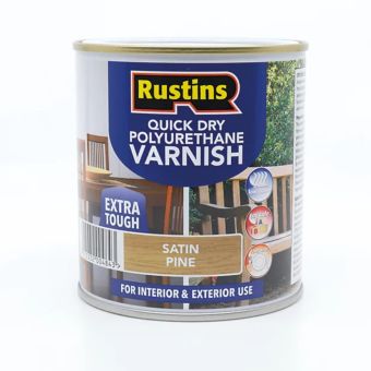 Rustins Quick Dry Polyurethane Varnish Satin Pine 250ml - Extra Tough