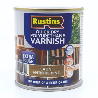 Rustins Quick Drying Polyurethane Varnish Satin Antique Pine 1L