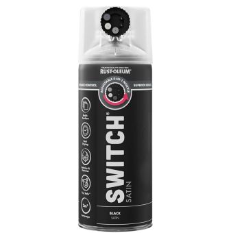 Rust-Oleum Switch Black Satin Multi-Surface Spray Paint 400ml – 5-in-1 Adjustable Nozzle