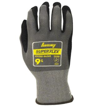 Safeline SUPERFLEX Gloves Size 9 (Large) – Nitrile Coated Work Gloves for Grip & Dexterity