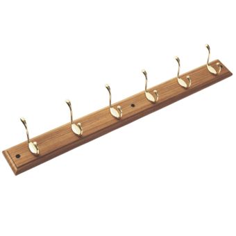 Salford 6 Hook Pine & Brass Hat & Coat Rack – Elegant & Functional Wall-Mounted Storage Solution