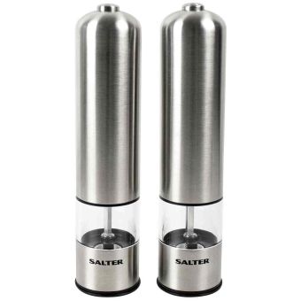 Salter Stainless Steel Electronic Salt & Pepper Mill Set