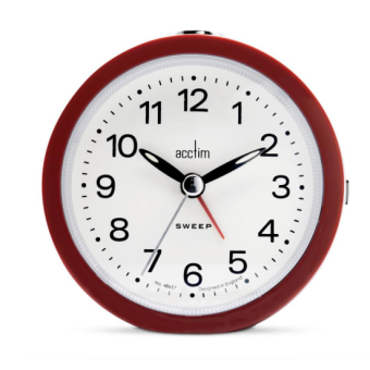 Acctim Elana Black Non-Ticking Sweep Analogue Alarm Clock – Precision Quartz Timekeeping with Snooze and Light