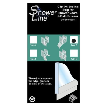 Clip On Sealing Strip Type C For Shower Doors and Bath Screens