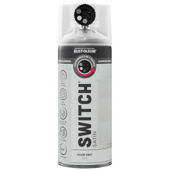 Rust-Oleum Switch Silver Grey Satin Multi-Surface Spray Paint 400ml – 5-in-1 Adjustable Nozzle