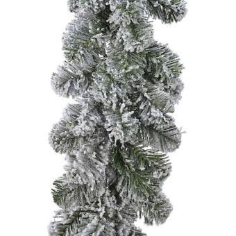 Snowy Imperial Christmas Garland 270 x 20 cm – Green and White