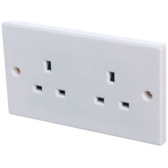 2 Gang 13amp un-switched Socket White