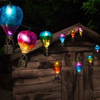 Solar Balloon String Lights for Gardens and Patios – Set of 10 Hand-Painted Decorative Lights with Cool White LEDs, 4.7m Total Length