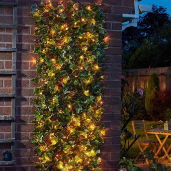 Solar InLit Ivy Trellis 180 x 60cm | Artificial Ivy Privacy Screen with LED Lights