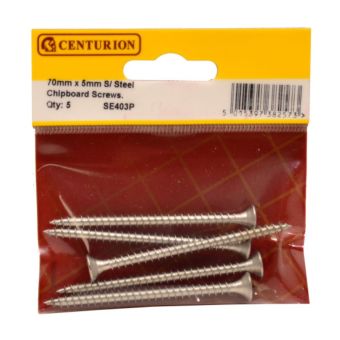 Stainless Steel Chipboard Screws CRCS Head Countersunk 5mm x 70mm - Pack of 5