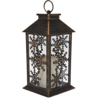 StarFlake Design Antique Lantern Battery Operated with Timer - 28cm
